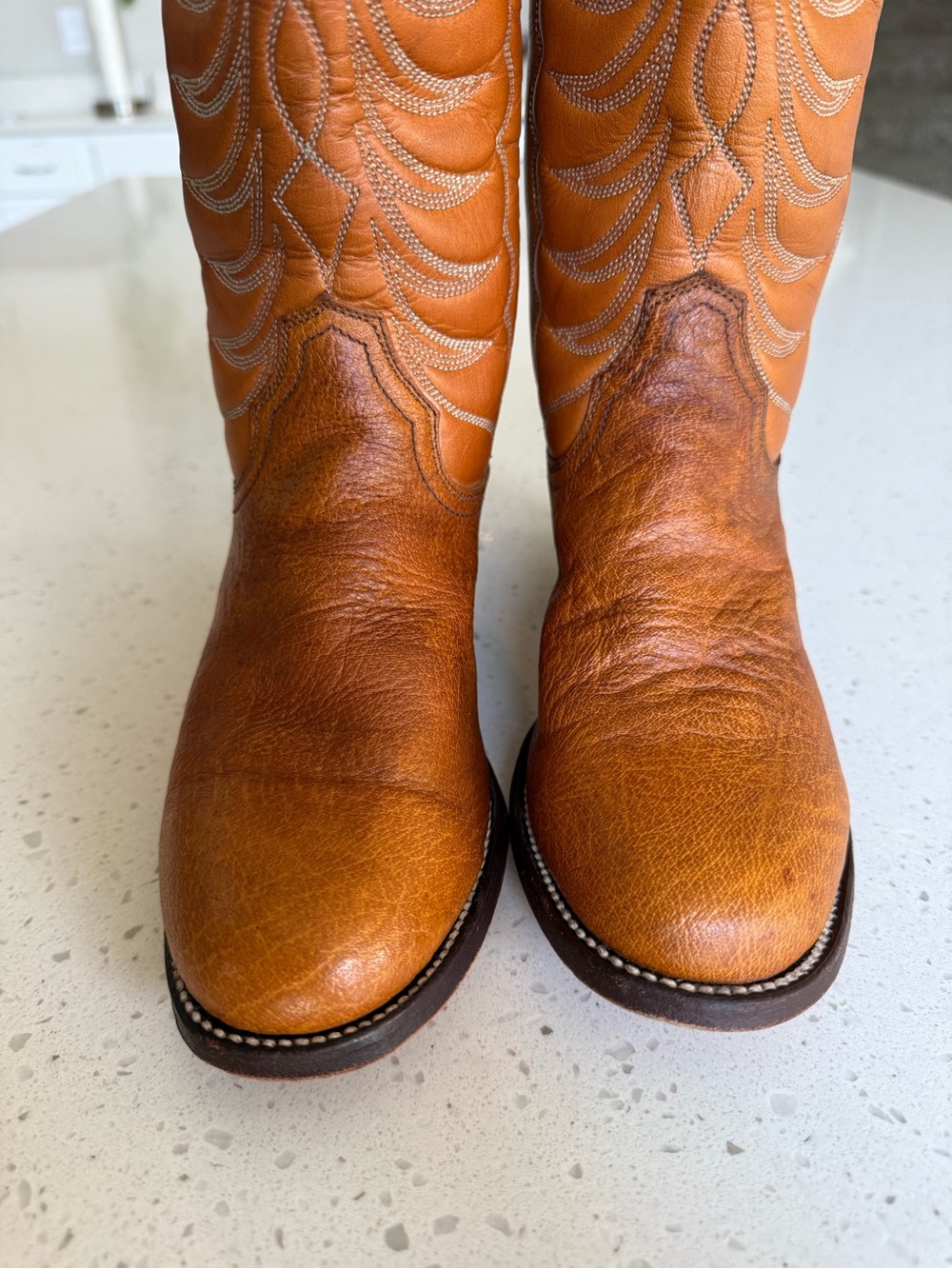 Vintage 1970s Frye Women's Tan Leather Western Heeled Boots - Picture 5 of 12